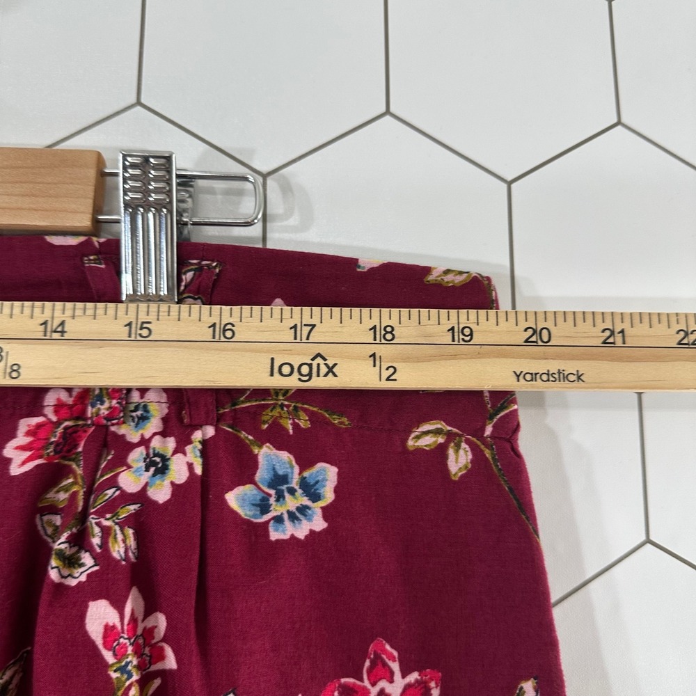 Sundance Womens XL Burgundy Floral Cotton Button Front Midi Skirt with Pockets - Picture 7 of 9